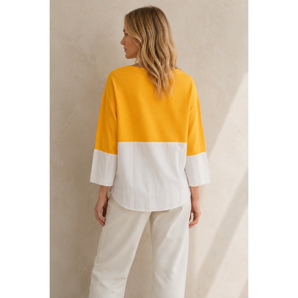 COS M Colorblock Tunic Oversized Minimalist Modern Mixed Media Knit Poplin  $149 - Picture 9 of 9